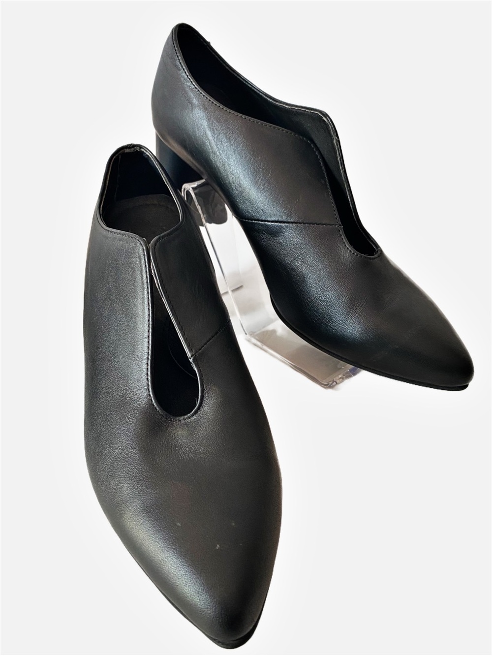 Spain Cactus Napa Leather High Vamp Split Throat Block Heel Pumps Bootie